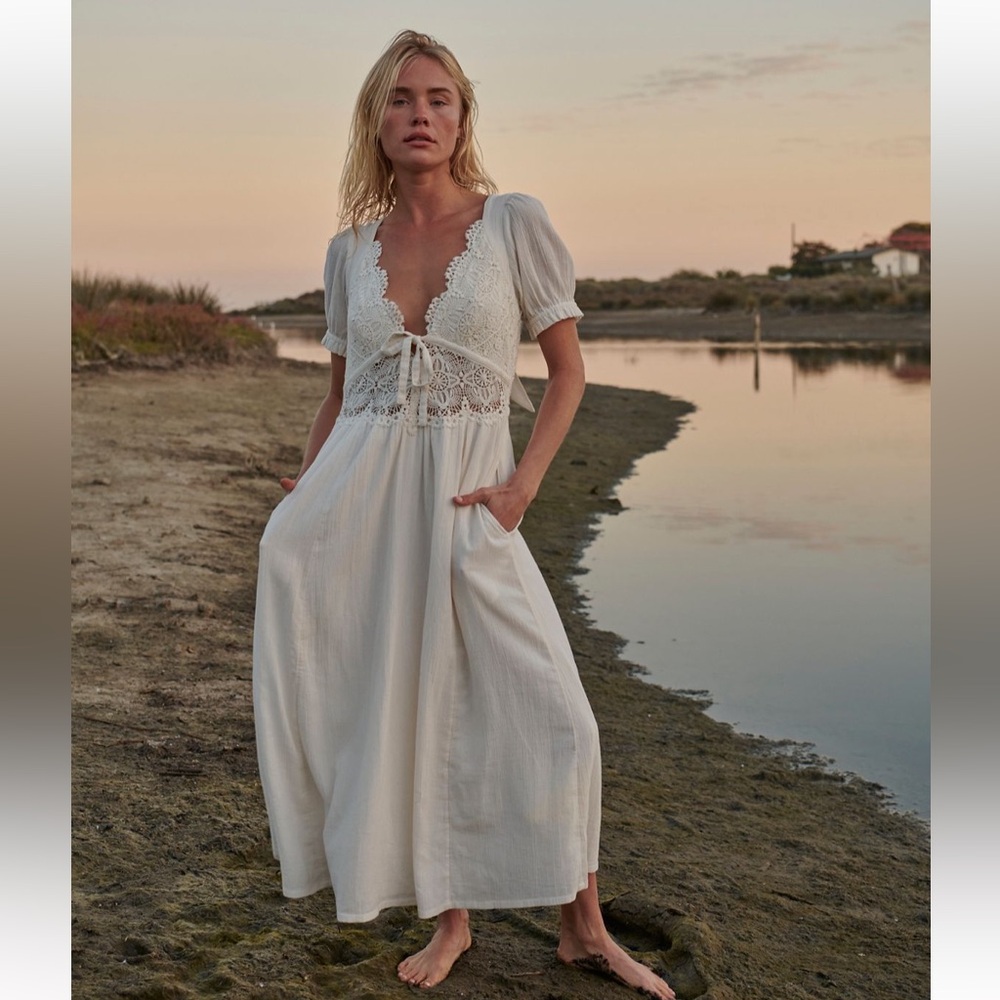 White backless Free People midi dress